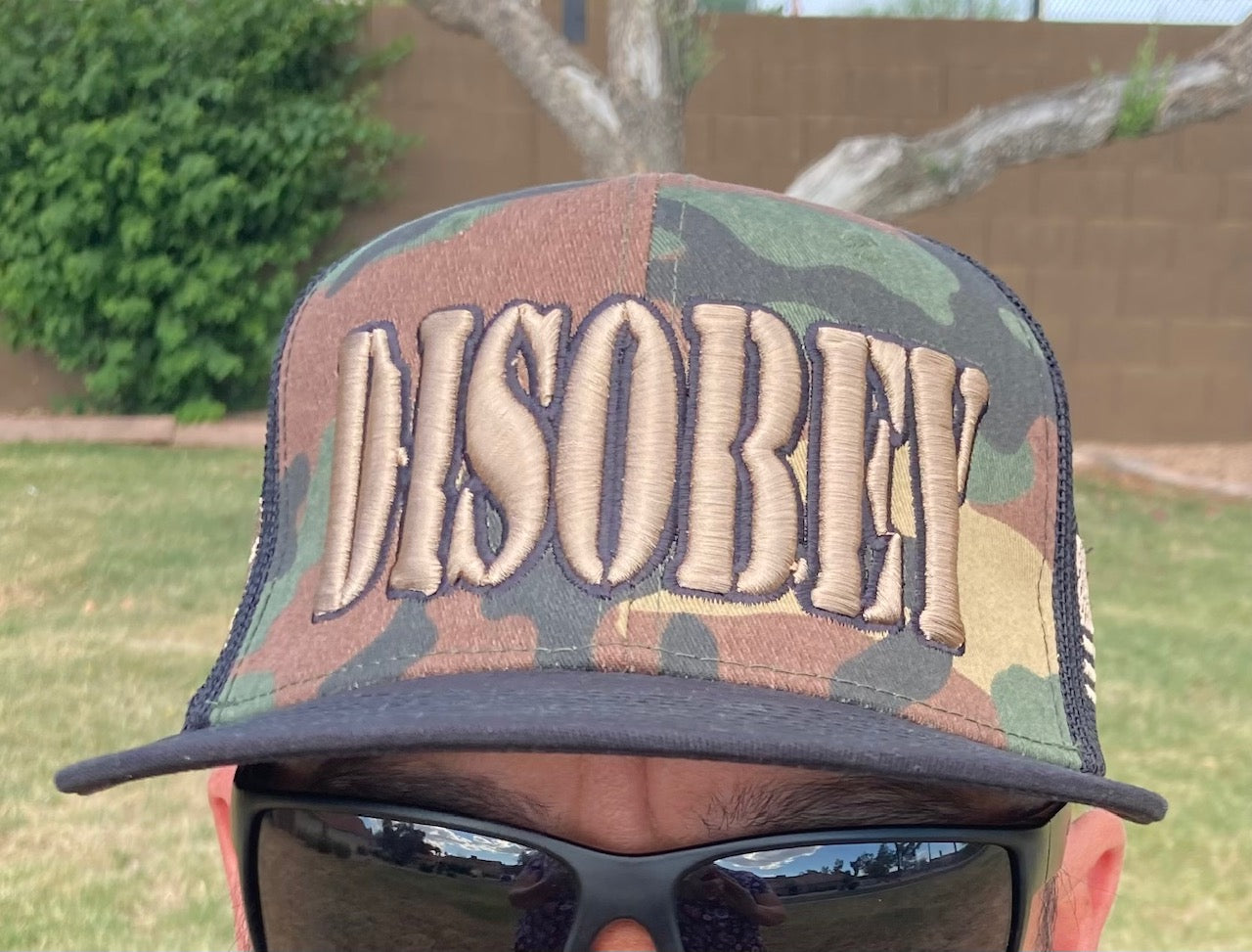 DISOBEY Woodland Camo Flatbill Meshback Snapback