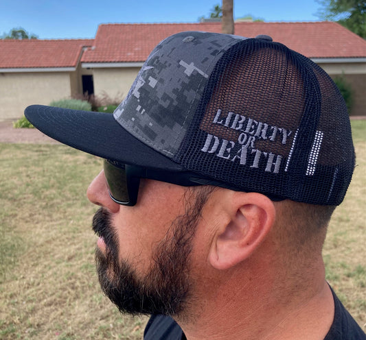 LIBERTY OR DEATH NIGHT CAMO FLATBILL MESHBACK