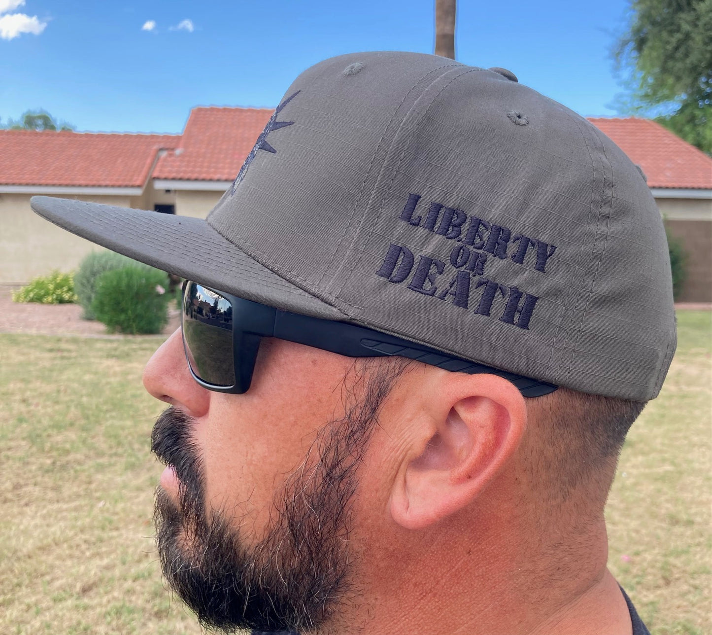 LIBERTY OR DEATH Olive FLATBILL SOLIDBACK SNAPBACK